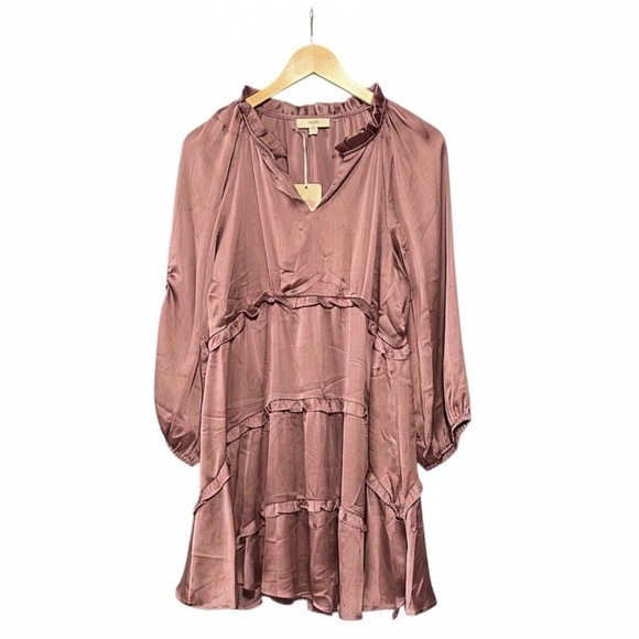 Entro Silk Mauve Ruffle Mini Dress - Picture 2 of 3